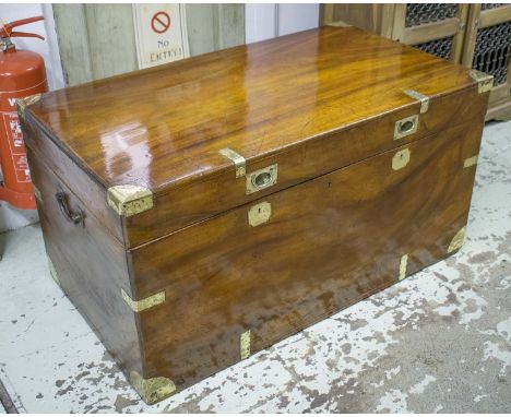 TRUNK, 19th century camphorwood and brass bound with rising lid and carrying handles, 118cm x 67cm x 61cm H.