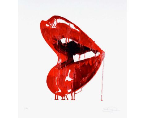 SARA POPE 'Naughty lips', glicée digital print, 2010, signed in pencil, limited edition 57/100, 55cm x 50cm, framed and glaze