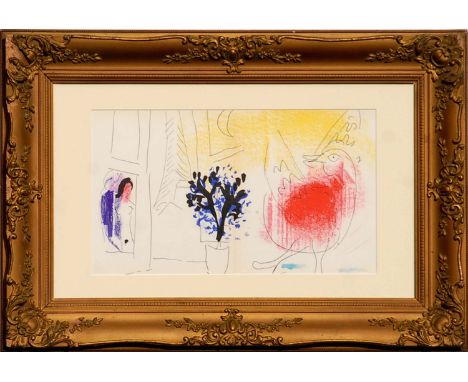 MARC CHAGALL 'The Red Cockrel', original lithograph 1957, printed by Mourlot Freres, reference Mourlot 195, 23cm x 40cm, fram