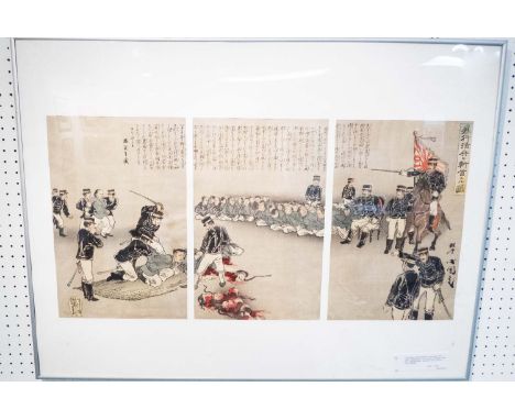 UTAGAWA KOKUNIMASA (Japanese 1874-1944), 'Beheading of 38 Chinese prisoners of the Sino-Japanese war', woodblock print, 36cm 