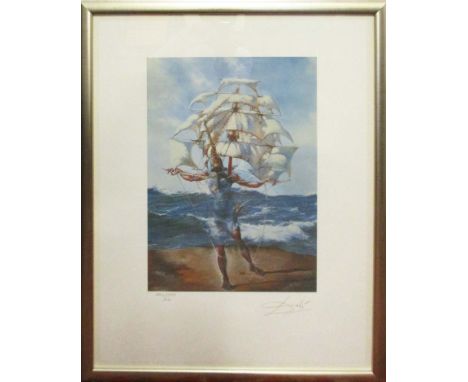 SALVADOR DALI, 'The Ship' lithograph, signed in the plate, numbered MCLXXXIII, MM, with blind stamp, 65cm x 50cm framed and g