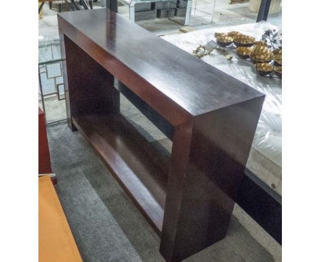 CONSOLE TABLE, mahogany, with lower tier, 140cm x 36cm x 87cm H.