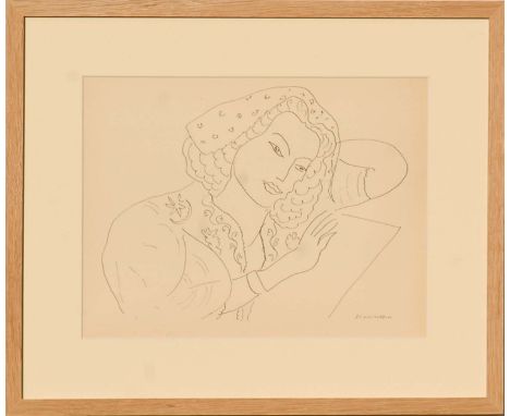 HENRI MATISSE 'Portrait of a woman in profile i11', collotype, 1943, limited edition 950, 32cm x 25cm, framed and glazed.