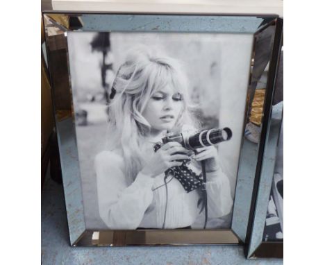 21ST CENTURY PHOTOGRAPH OF BRIGIT BARDOT WITH CAMERA, in a mirrored frame, 90cm x 70cm