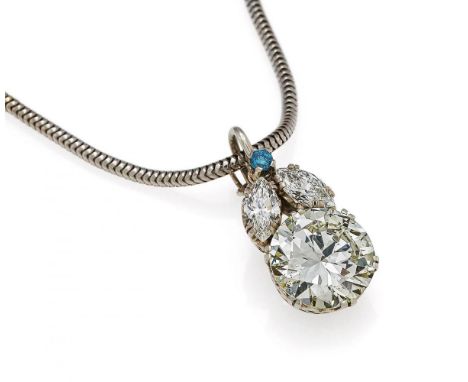 DIAMANT-ANHÄNGER. Herkunft: Deutschland. Datierung: Um 1970. Material: 750/- Weißgold, Punze. Gesamtgewicht: ca. 2,5 g. Maße: