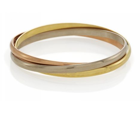 CARTIERTrinity.  Gold-Armreif. Herkunft: Frankreich. Datierung: Um 1980. Material: 750/ Gelb-, Weiß- und Rotgold, Punze. Gesa