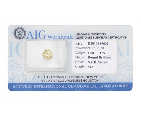 LOSER BRILLANT NATURAL FANCY BROWNISH YELLOW. Beschreibung: Angabe laut AIG/Antwerpen Expertise von 11/2020: Ca. 1,0 ct., Nat