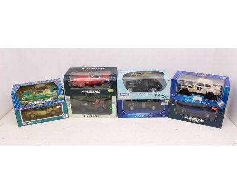 Diecast: A collection of eight assorted 1:18 diecast scale model vehicles including: Revell, Corgi, G Gate and Gearbox Toys e