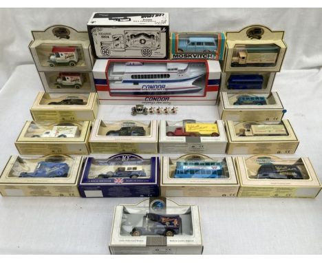 Diecast: A collection of Lledo Days Gone vehicles, mostly Walsall Illuminations souvenir models, along with Prince Charles &a