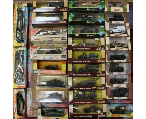 Diecast: A collection of over 25 boxed military diecast vehicles to include: Matchbox, Solido and Victoria examples. General 