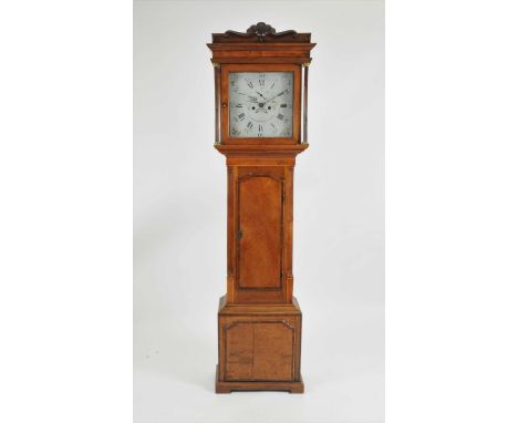 A George III oak and fruitwood case 8 day longcase clock, the 12inch painted dial with black Roman and Arabic numerals, with 