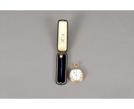 A 9ct gold lady's fob watch, hallmarked Chester 1911, together with a heart shaped seed pearl set stick pin, stamped '15ct', 