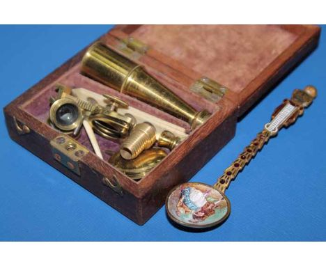 LOT OF MIXED COLLECTABLESincluding a Continental enamelled brass spoon, bowl with enamel scene of a couple, the finial in the