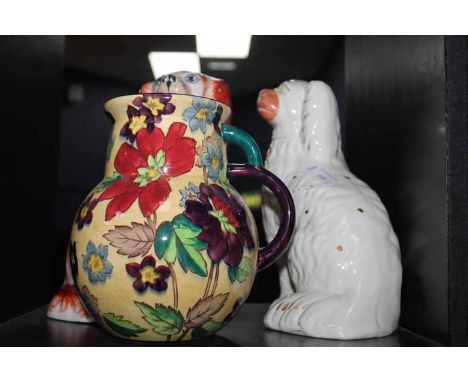 TWO WALLY DOGS AND A CERAMIC WATER JUG