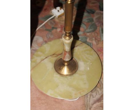 ONYX AND BRASS STANDARD LAMP AND A CHINESE TABLE LAMP 