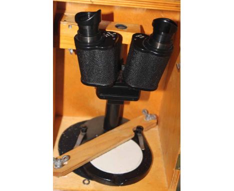 RUSSIAN BINOCULAR MICROSCOPE IN WOODEN CASE