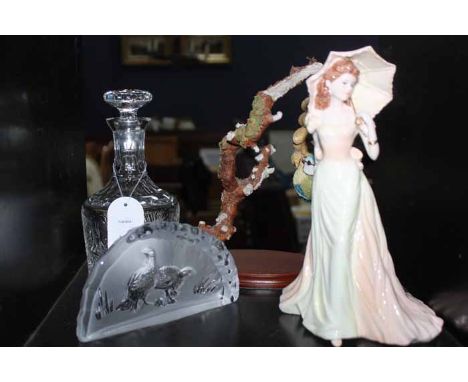 TWO ROYAL DOULTON FIGURES,along with a Coalport figure, Hummel figure, crystal etc