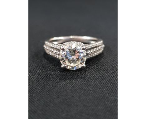 18 CARAT WHITE GOLD AND DIAMOND RING CIRCA 2 CARATS COLOUR K/L VS1 CENTRE STONE 1.75 CARAT