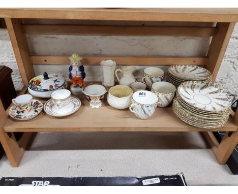 SHELF LOT OF CHINA TO INCLUDE SHELLEY AND BELLEEK 