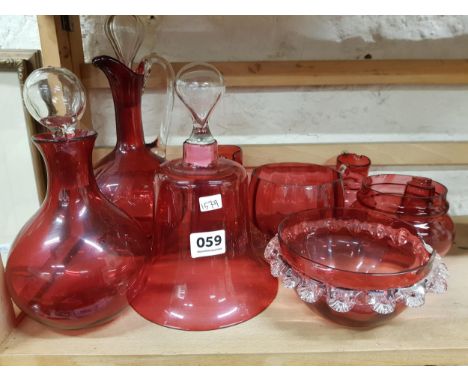 SHELF LOT OF RUBY GLASS 