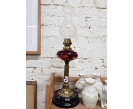 VICTORIAN RUBY OIL LAMP 