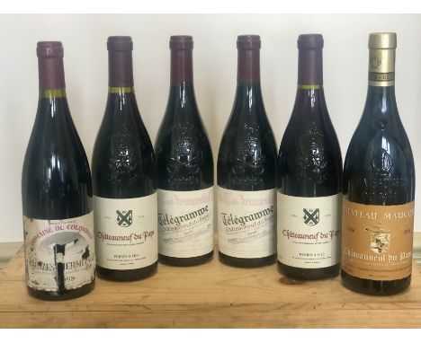 6 Bottles Mixed Lot Fine Chateauneuf du Pape and Crozes Hermitage comprising : 2 bottles Chateauneuf du Pape Brunier 'Telegra