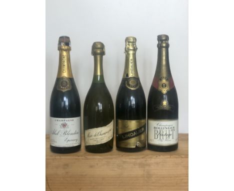 4 Bottles Mixed Lot Marc de Champagne, Champagnes and Sparkling Wine comprising: 1 bottle Marc de Champagne 'Moet et Chandon'