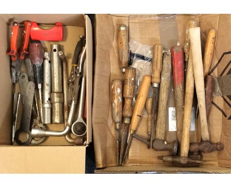 Two boxes of assorted tools.