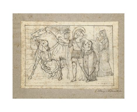 Ludwig von Schwanthaler1802 München - 1848 ebendaHektors Abschied von Andromache - ReliefentwürfeZwei Zeichnungen. Auf dem Un