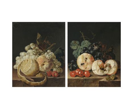 Johann Amandus Winck (Wink)1748 Rottenburg am Neckar - 1817 MünchenFrüchtestillleben mit Insekten und SchneckenZwei Gemälde. 