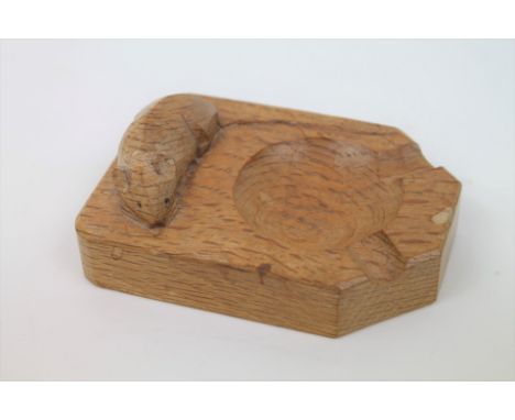 Mouseman (Robert Thompson) carved oak ashtray, 10cm long.