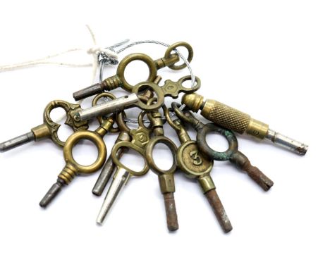 Ten various pocket watch keys. P&amp;P Group 1 (£14+VAT for the first lot and £1+VAT for subsequent lots) 