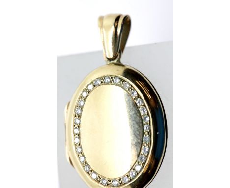 Diamond set 9ct gold locket  H: 25 mm 7.9g  P&amp;P Group 1 (£14+VAT for the first lot and £1+VAT for subsequent lots) 
