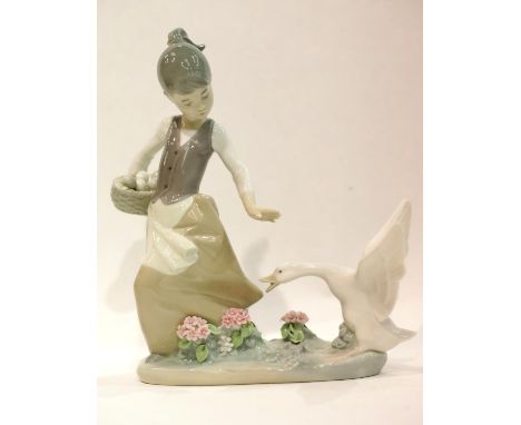 LLadro girl with basket of eggs and a goose. No damage. P&amp;P Group 3 (£25+VAT for the first lot and £5+VAT for subsequent 