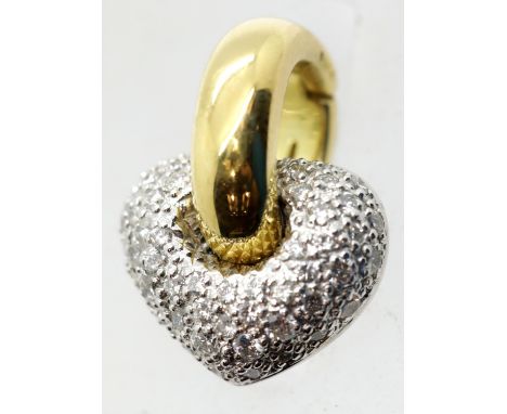 18ct gold diamond set heart pendant H: 18 mm 9.3g. P&amp;P Group 1 (£14+VAT for the first lot and £1+VAT for subsequent lots)