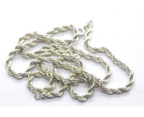 Sterling silver rope chain L: 50 cm 16g. P&amp;P Group 1 (£14+VAT for the first lot and £1+VAT for subsequent lots) 