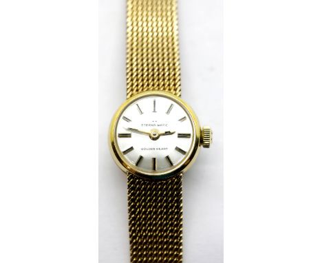 9ct gold Eterna Matic Golden Heart ladies wristwatch on a 9ct bracelet in a Mappin & Webb box. Total weight 29.3g. P&P Group 