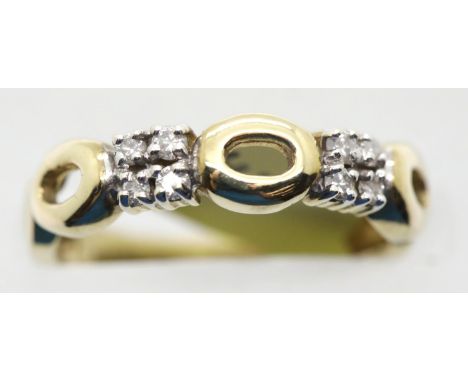 Ladies 9ct gold 8 stone fancy diamond ring, size N, 2.9g. P&amp;P Group 1 (£14+VAT for the first lot and £1+VAT for subsequen