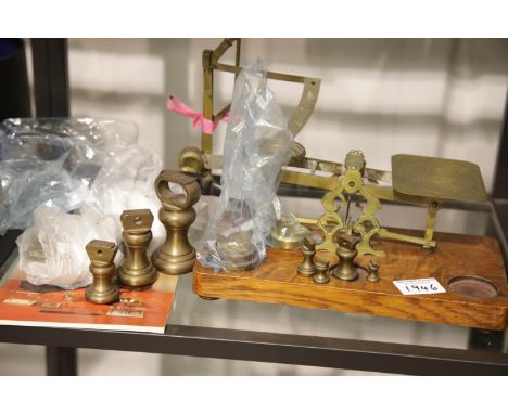 Two antique letter scales with some weights. P&amp;P Group 2 (£18+VAT for the first lot and £2+VAT for subsequent lots) 