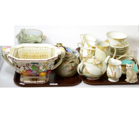 A group of ceramics to include a Worcester handled dish depicting Malvern, a Masons twin handled jardiniere, a Richard Ginori