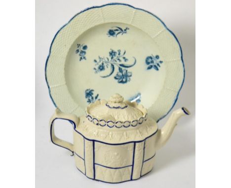 A Worcester gillyflower soup plate and a Castleford type teapot