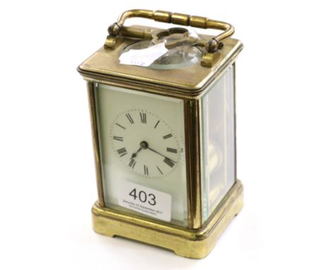 A brass carriage clock 
