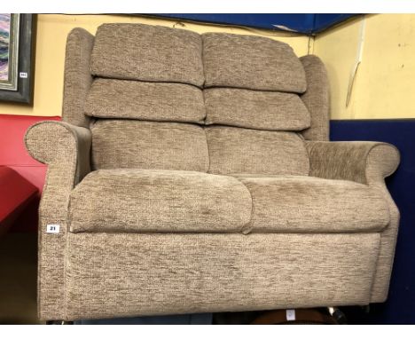 BROWN OATMEAL FABRIC TWO SEATER SOFA 