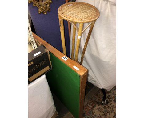 VINTAGE FOLD AWAY CARD TABLE AND BAMBOO PLANT STAND