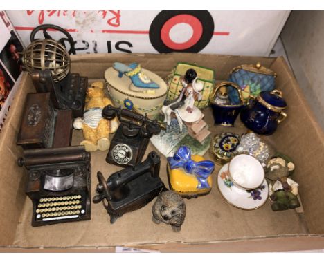 MINIATURE SHELF OF NOVELTY PENCIL SHARPENERS, TRINKET BOX, ETC