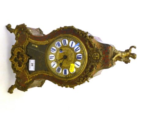 RED TORTOISE SHELL BOLVILLER A. PARIS MANTLE CLOCK H: 15.75"