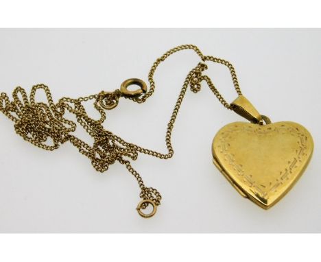 A 9ct gold chain &amp; locket, chain link a/f, 4.2g