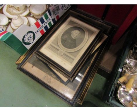 A collection of 18th Century and later portrait engravings including Earl of Stratford