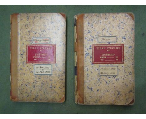 Two late 19th Century manuscript logs of tidal streams taken from lightships in the Thames Estuary, Tongue Sands &amp; Edinbu