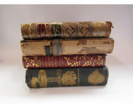 Four volumes including "Finger-Ring Lore" by William Jones, 1877, first edition, and Longfellow's Poetical Works in fine bind